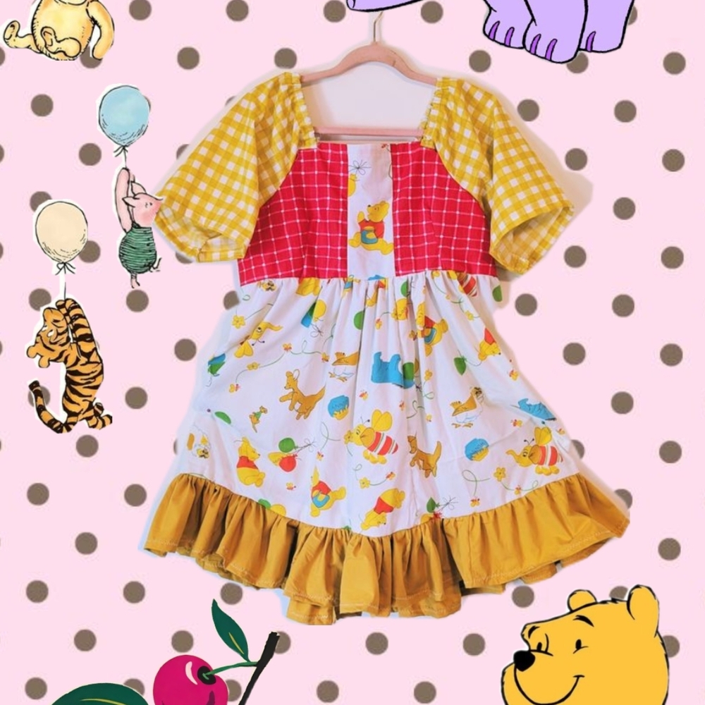 Colorful Patchwork Dress with Yellow and Red Accents